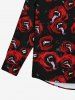Gothic Rose Flower Ghost Tongue Print Halloween Buttons Shirt For Men -  