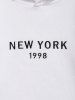 Men's New York Embroidered Colorblock Fleece-lined Kangaroo Pocket Pullover Hoodie -  