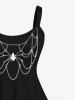 Robe D'Halloween Chaîne Croisée 3D Porte Imprimée de Grande Taille à Frange - Noir 4X