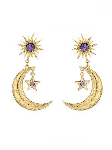 Fashion Faux Sparkling Rhinestone Sun Moon Star Drop Earrings