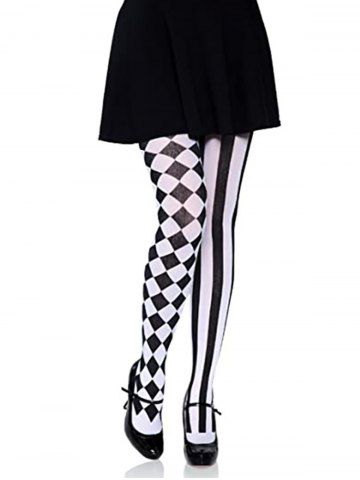 Fashion Clown Checkerboard Striped Thigh High Halloween Socks
