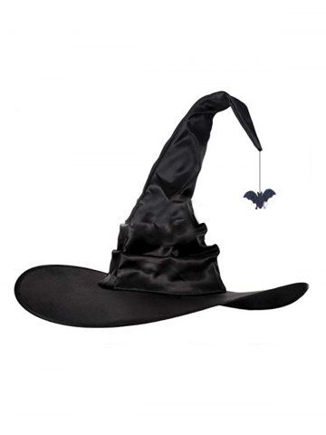 Halloween Bat Ruched Witch Hat - BLACK