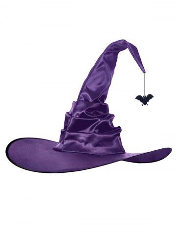 Halloween Bat Ruched Witch Hat - PURPLE