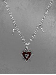 Vintage Gothic Heart Charm Necklace -  