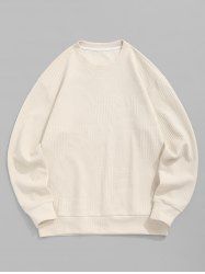 Men's Solid Color Geometric Textured Long Sleeves Pullover Sweatshirt -  