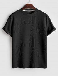Geometric Textured Short Sleeves Basic T-shirt -  