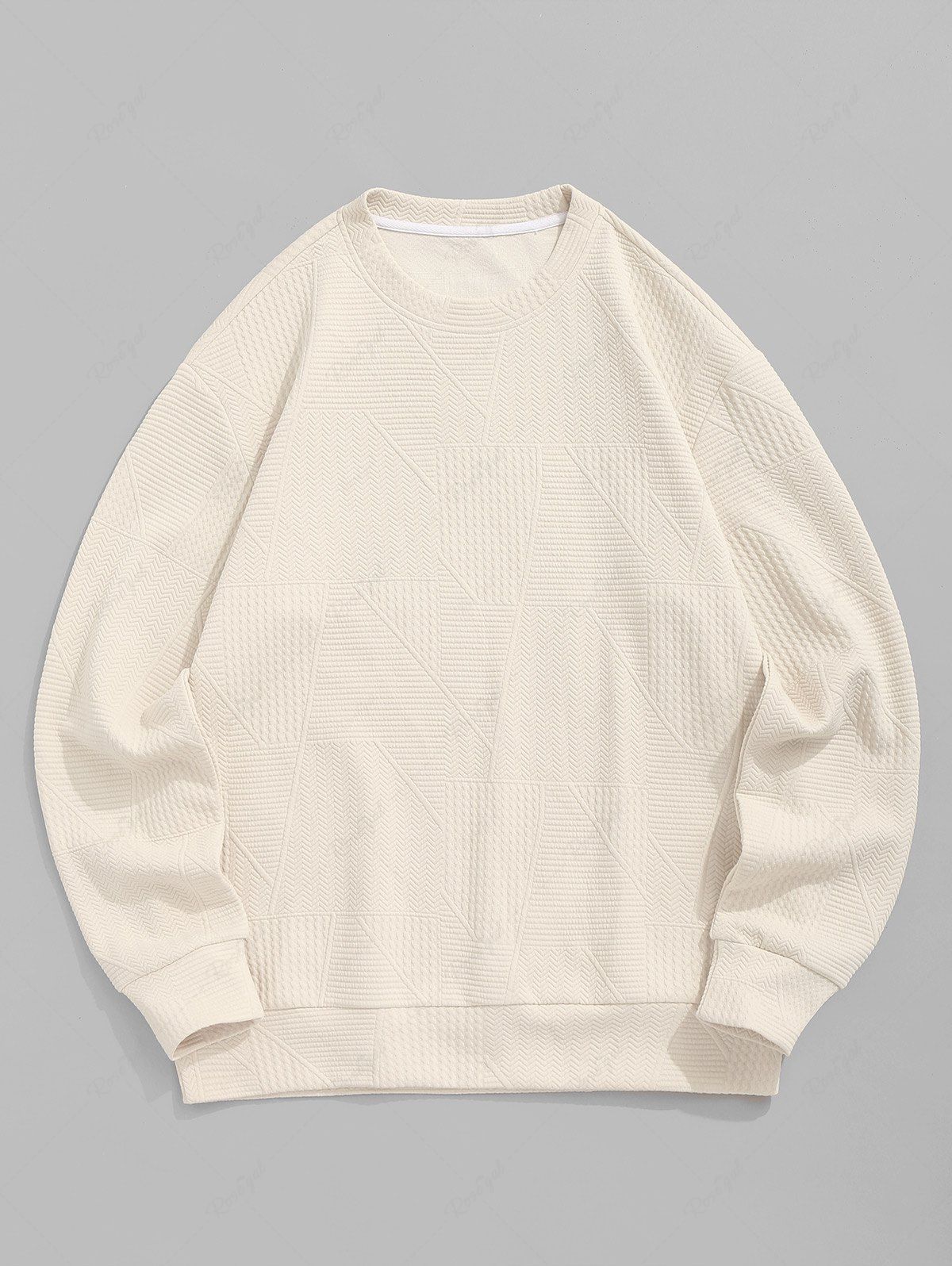 Fashion Men's Solid Color Geometric Textured Long Sleeves Pullover Sweatshirt  