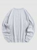 Men's Daily Casual Wave Japanese Character Print Crew Neck Long Sleeve Pullover Sweatshirt -  