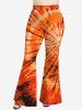 Pantalon Evasé Teinté Imprimé de Grande Taille - Orange XS