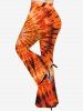 Pantalon Evasé Teinté Imprimé de Grande Taille - Orange XS