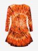 Plus Size Halloween Tie Dye Bat Moon Star Ghost Print T-shirt -  