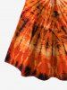 Plus Size Halloween Tie Dye Bat Moon Star Ghost Print T-shirt -  