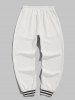 Pantalon Jogging Décontracté à Corde Resserré Au Pied avec Épissures de Couleurs et Poches pour Hommes - Blanc S