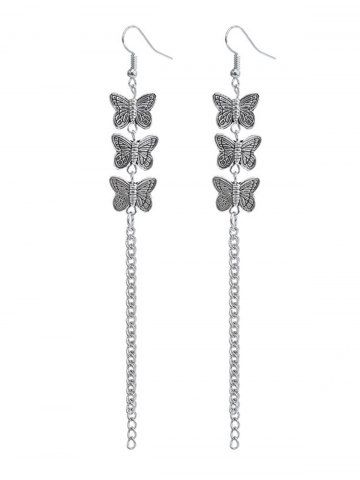 Chain Butterfly Drop Earrings - SILVER