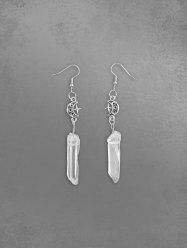 Gothic Crystal Moon and Star Drop Earrings -  