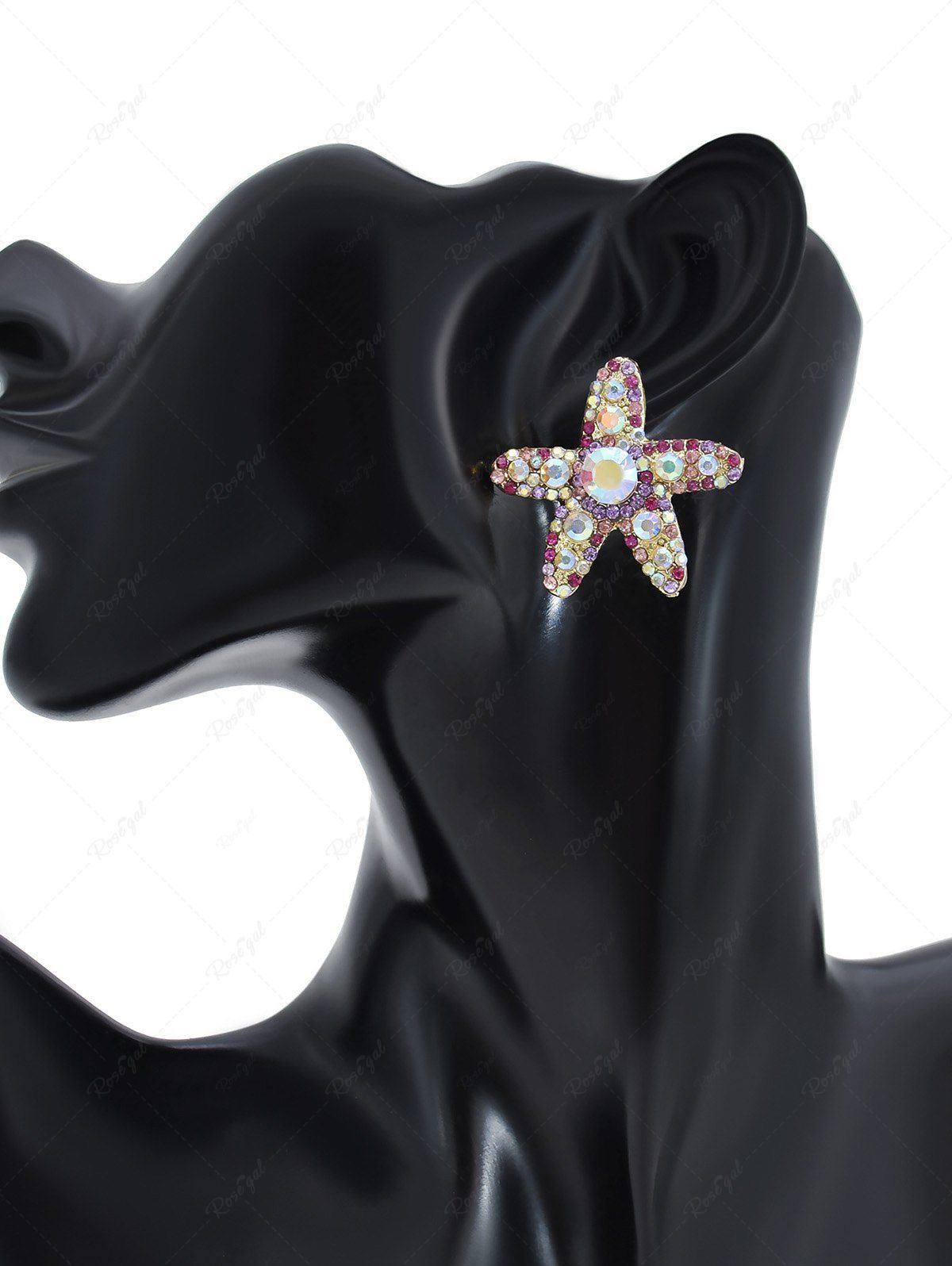 Fashion Pentagram Starfish Faux Crystal Earrings  