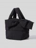Sac à Bandoulière Rétro Matelassé en Couleur Unie avec Nœud Papillon Design pour Femme - Noir 