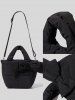 Sac à Bandoulière Rétro Matelassé en Couleur Unie avec Nœud Papillon Design pour Femme - Noir 