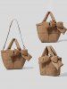 Women's Retro Winter Solid Color Puffer Quilted Bowknot Design Shoulder Bag -  