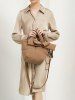 Women's Retro Winter Solid Color Puffer Quilted Bowknot Design Shoulder Bag -  