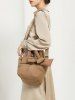 Women's Retro Winter Solid Color Puffer Quilted Bowknot Design Shoulder Bag -  