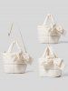Women's Retro Winter Solid Color Puffer Quilted Bowknot Design Shoulder Bag -  