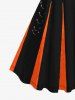 Robe D'Halloween Costume Citrouille Imprimée en Blocs de Couleurs de Grande Taille - Orange 3X