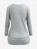 Plus Size O-ring Zipper Ruched Marled T-shirt -  