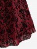 Plus Size Vintage Flower Layered Ruched Mesh A Line Dress -  