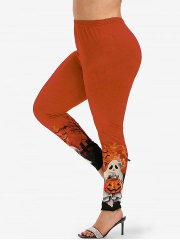 Legging D'Halloween Chauve-souris Citrouille Fantôme Imprimés de Grande Taille