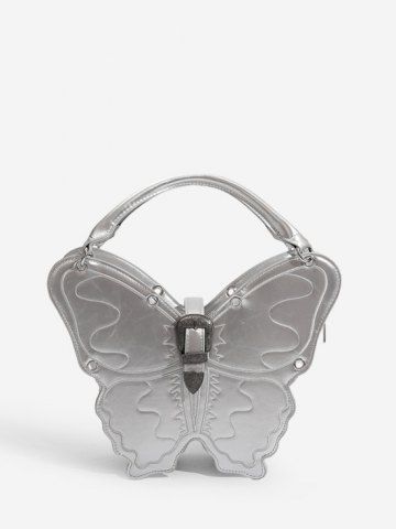 Creative Butterfly Shape Buckle Design Backpack - SILVER