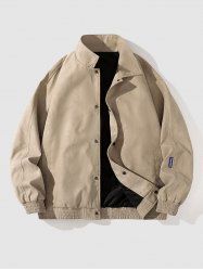 Men's Solid Color Button Front Slant Pocket Techwear Suede Cargo Jacket -  