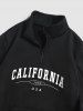 Men's Casual Letter CALIFORNIA Graphic Printed Quarter Zip Thermal Fleece Lined Front Pocket Mock Neck Pullover Sweatshirt -  