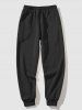 Pantalon Jogging à Capuche en Molleton avec Cordon de Serrage à Imprimé Soleil et Lune pour Hommes - Noir S
