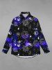 Chemise Gothique Etoile Lune Soleil Galaxie Imprimés à Paillettes avec Bouton pour Homme - Noir XL