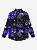 Gothic Sun Moon Star Eye Glitter Galaxy Print Button Shirt For Men -  