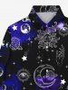 Gothic Sun Moon Star Eye Glitter Galaxy Print Button Shirt For Men -  