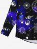 Chemise Gothique Etoile Lune Soleil Galaxie Imprimés à Paillettes avec Bouton pour Homme - Noir 4XL
