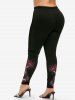 Plus Size Glitter Rose Flower Print Skinny Disco Leggings -  