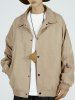Men's Solid Color Button Front Slant Pocket Techwear Suede Cargo Jacket -  