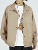 Men's Solid Color Button Front Slant Pocket Techwear Suede Cargo Jacket -  