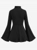 Gothic Floral Lace Panel Lace Up Ruched Keyhole Flare Sleeves Asymmetric Corset T-shirt -  