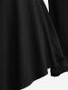 Gothic Floral Lace Panel Lace Up Ruched Keyhole Flare Sleeves Asymmetric Corset T-shirt -  