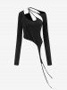 Gothic Cutout Panel Thumbhole Asymmetric Solid T-shirt -  