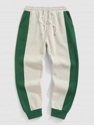 Pantalon Jogging en Blocs de Couleurs Doublure en Laine à Cordon pour Homme - Gris Clair S