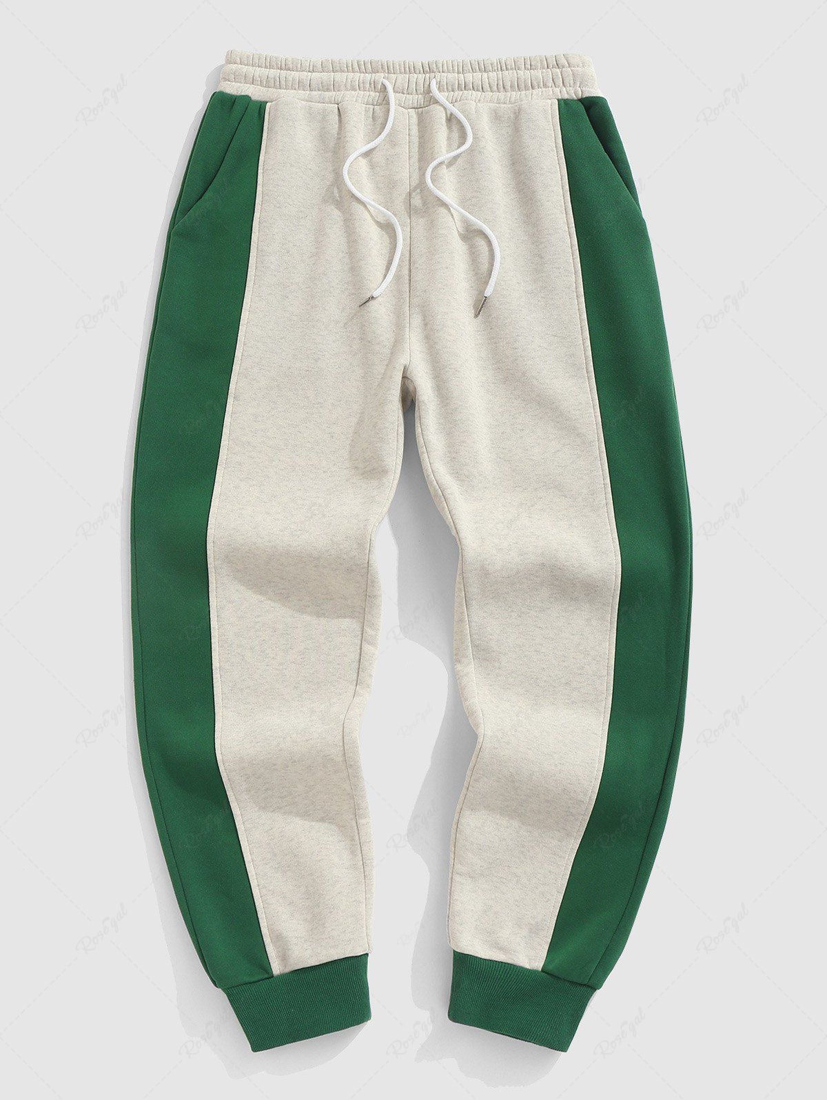 Affordable Men's Colorblock Slant Pocket Fleece-lined Drawstring Jogger Pants  