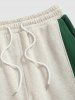 Pantalon Jogging en Blocs de Couleurs Doublure en Laine à Cordon pour Homme - Gris Clair S