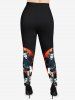 Leggings Imprimé Crâne et Croix Halloween Grande Taille - Noir XS