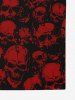 T-shirt D'Halloween Gothique Crâne Imprimée à Manches Courtes - Rouge 7XL