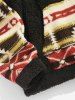 Men's Retro Ethnic Aztec Printed Fluffy Fleece Kangaroo Pocket Pullover Hoodie -  